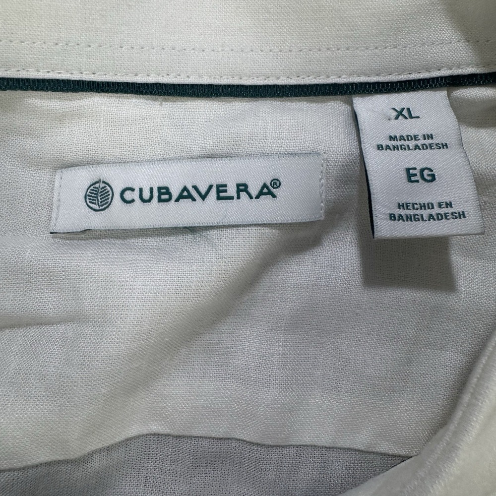 Cubavera Linen Shirt Men XL White Short Sleeve Button Front NWT - Picture 2 of 8
